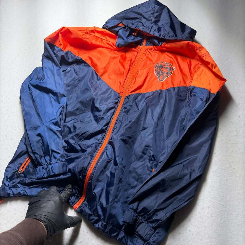 NFL Team Apparel Chicago Bears Full Zip Colorblock Windbreaker Jacket